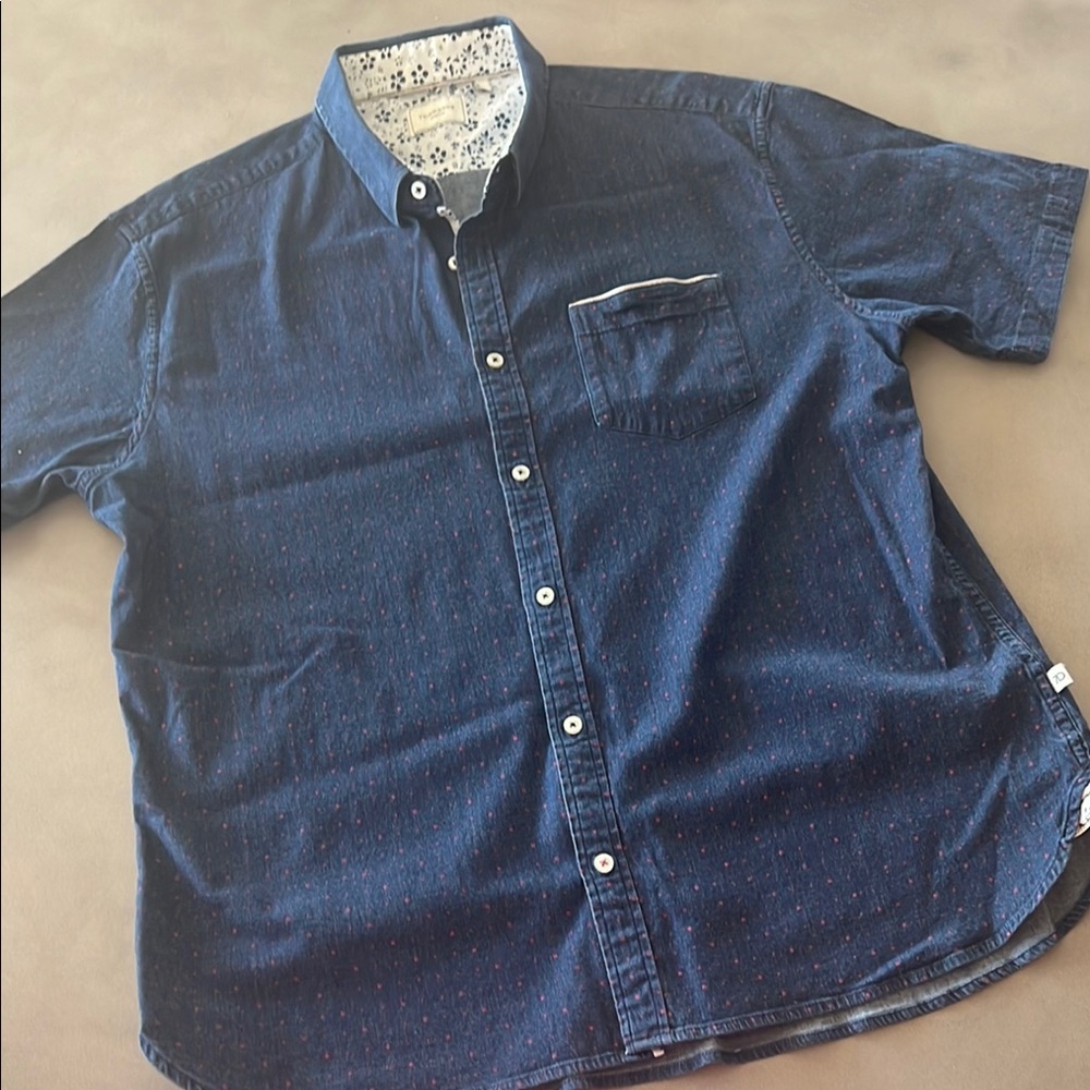 7 Diamonds Dark Blue Casual Button Down Shirt